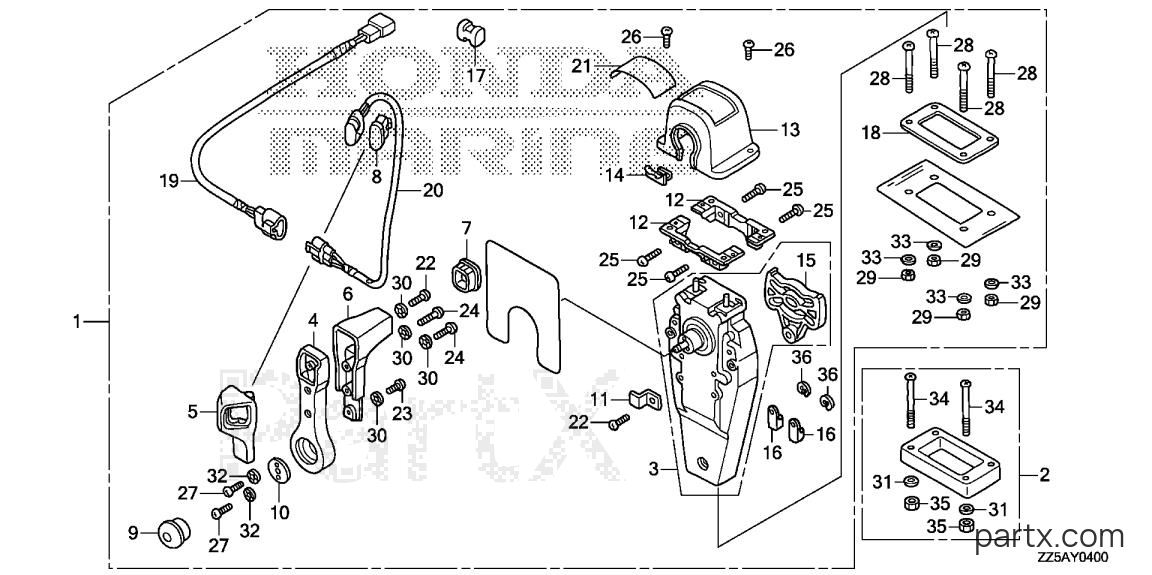 Honda BF50DK2 LRTA - REMOTE CONTROL (TOP MOUNT SINGLE TYPE) (R.)