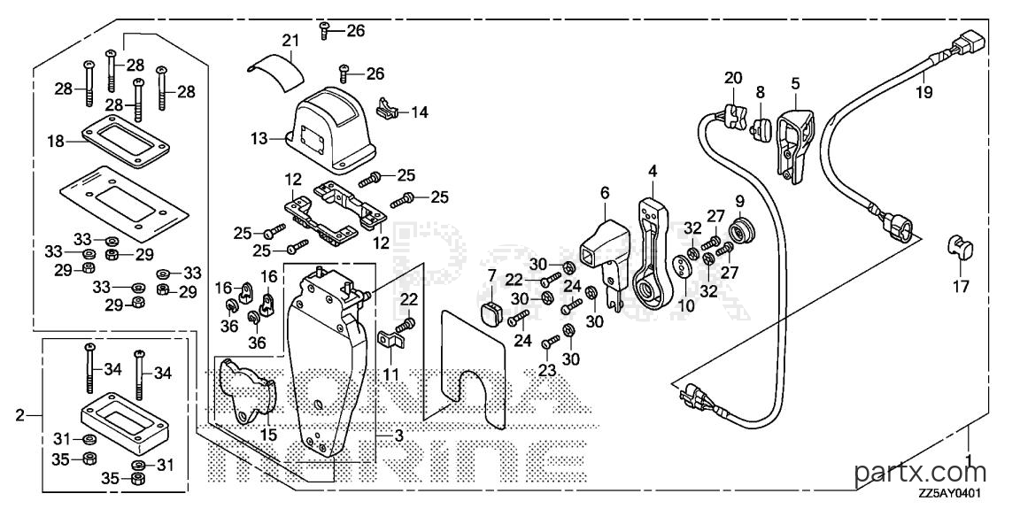 Honda BF50DK4 LRTA - REMOTE CONTROL (TOP MOUNT SINGLE TYPE) (L.)