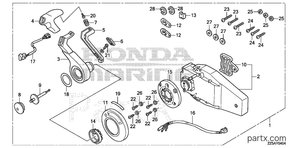 Honda BF50DK2 XRTA - REMOTE CONTROL (FLUSH MOUNT TYPE) (R.)