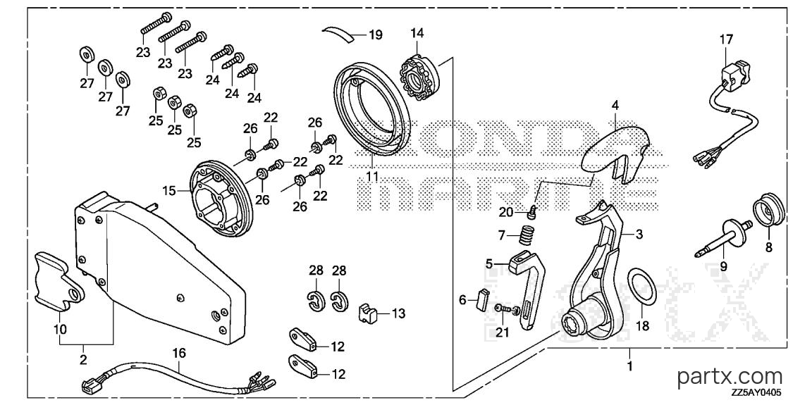 Honda BF50DK4 LRTA - REMOTE CONTROL (FLUSH MOUNT TYPE) (L.)