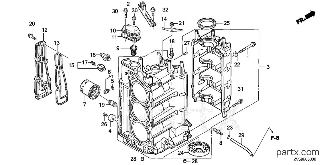 Honda BF50A3 LRTA - CYLINDER BLOCK