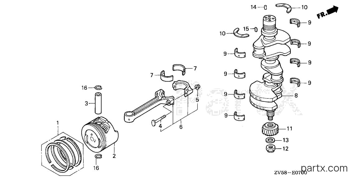Honda BF50A1 LRA - CRANKSHAFT - PISTON