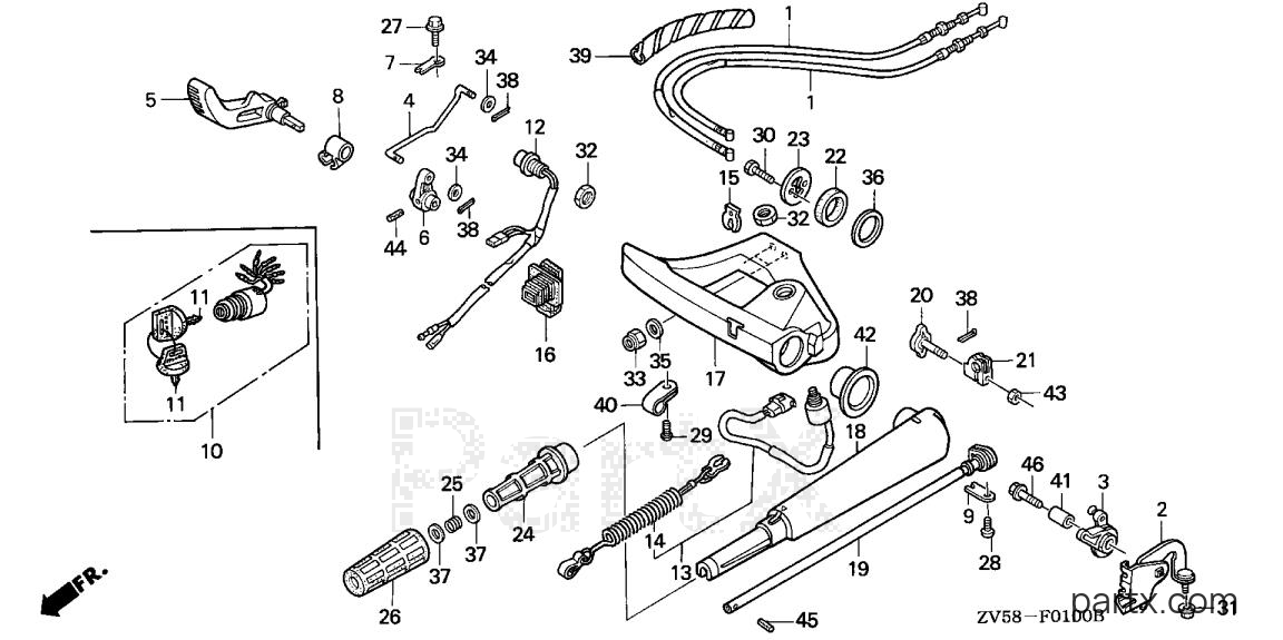 Honda BF40A1 LHA - HANDLEBAR