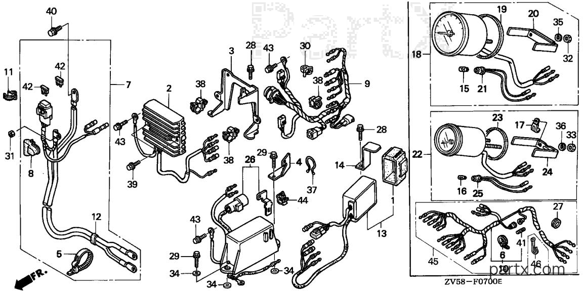 Honda BF50A1 LRA - REGULATOR - REMOTE CONTROL CABLE