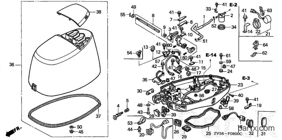 Honda BF40AY XRTA - ENGINE COVER - LOWER CASE