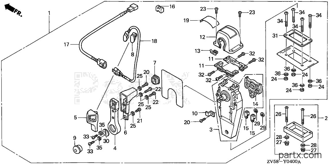 Honda BF40A3 LRA - REMOTE CONTROL (TOP MOUNT SINGLE TYPE) (R.)