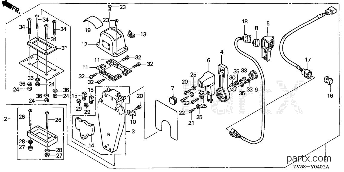 Honda BF50A2 XRTA - REMOTE CONTROL (TOP MOUNT SINGLE TYPE) (L.)