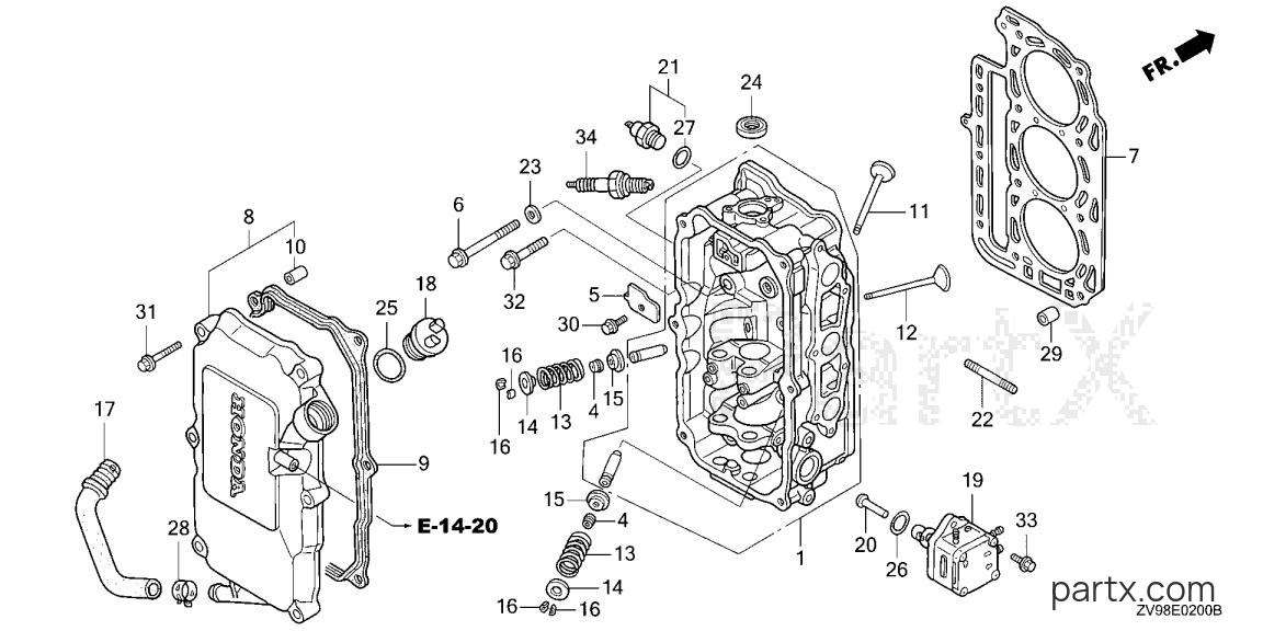 Honda BF30A1 LRSA - CYLINDER HEAD