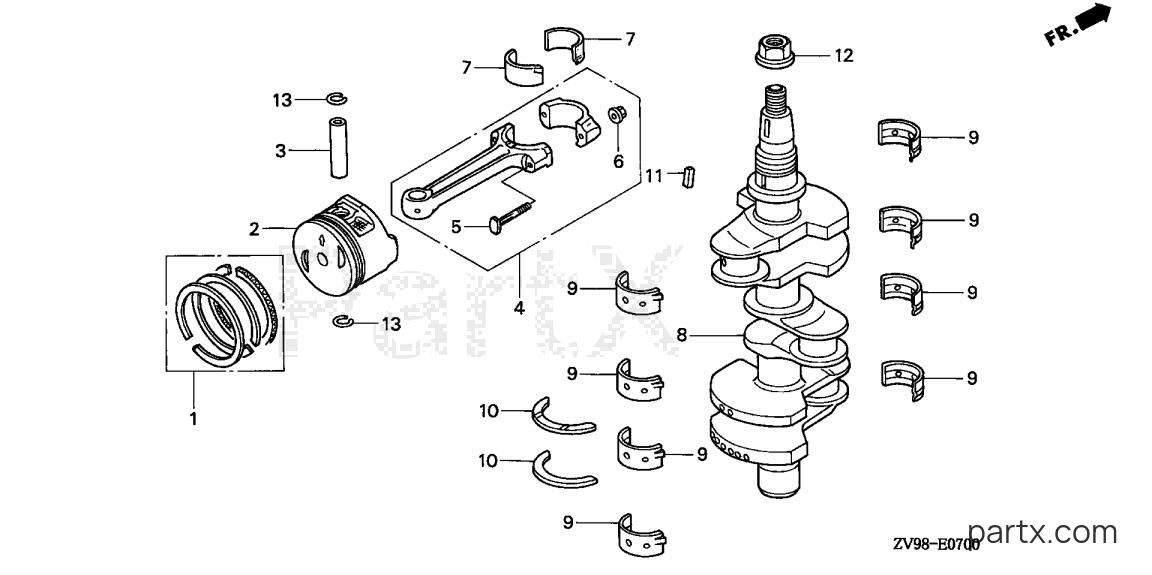 Honda BF25A1 LRSA - CRANKSHAFT - PISTON