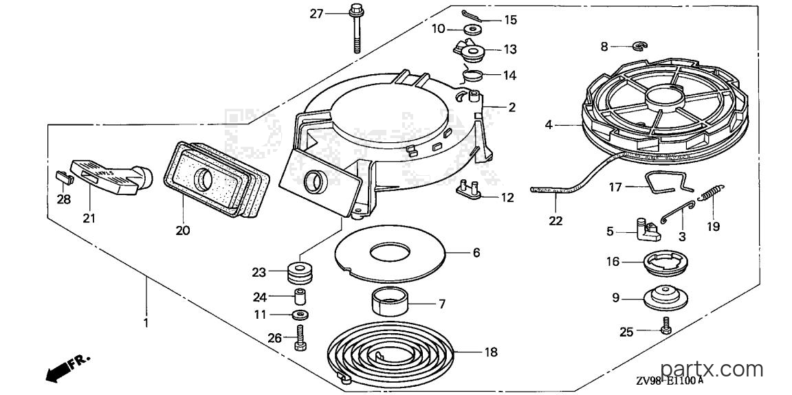 Honda BF25A2 LHA - RECOIL STARTER
