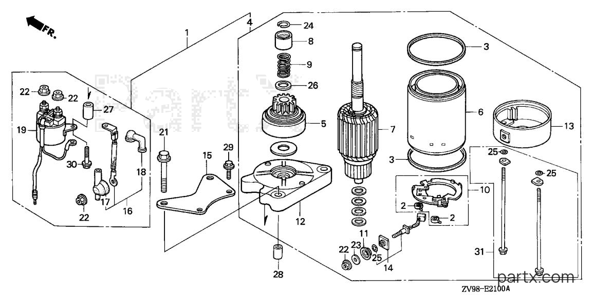 Honda BF30A2 SRSA - STARTER MOTOR