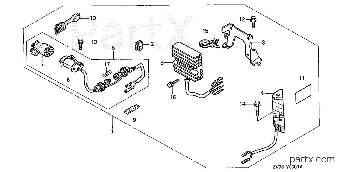 Honda BF25A3 SHA - CHARGE RECEPTACLE KIT (6A)