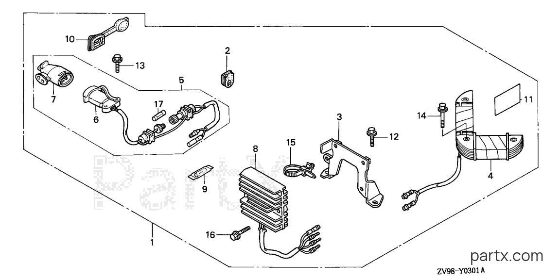 Honda BF25A3 LHA - CHARGE RECEPTACLE KIT (10A)