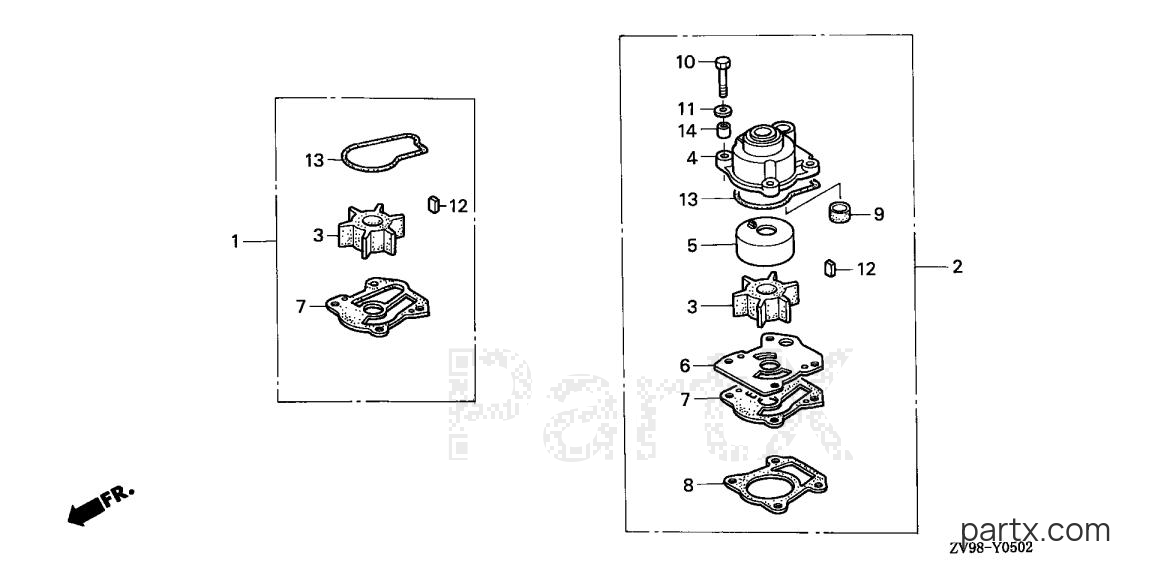 Honda BF25A3 SHSA - IMPELLER PUMP KIT (2)