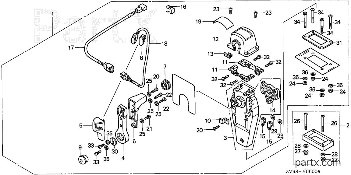Honda BF25A2 LRSA - REMOTE CONTROL (TOP MOUNT SINGLE TYPE) (R.)