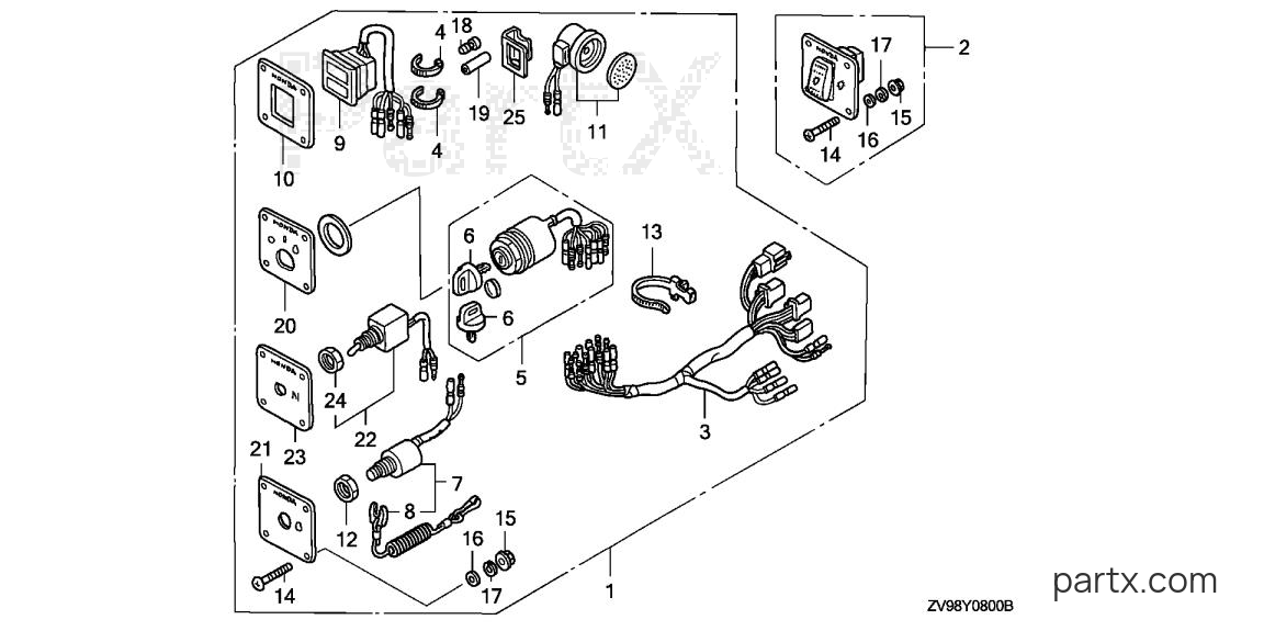 Honda BF25A2 LRSA - CONTROL PANEL - LIGHT SWITCH KIT