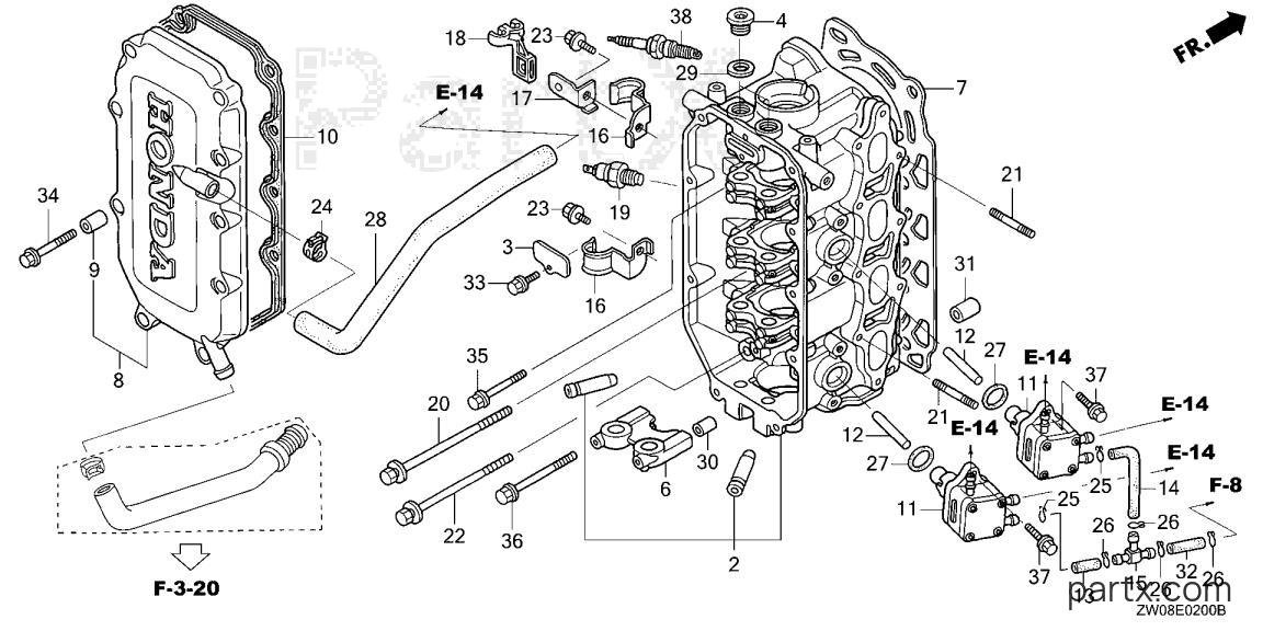 Honda BF90A1 JHTA - CYLINDER HEAD