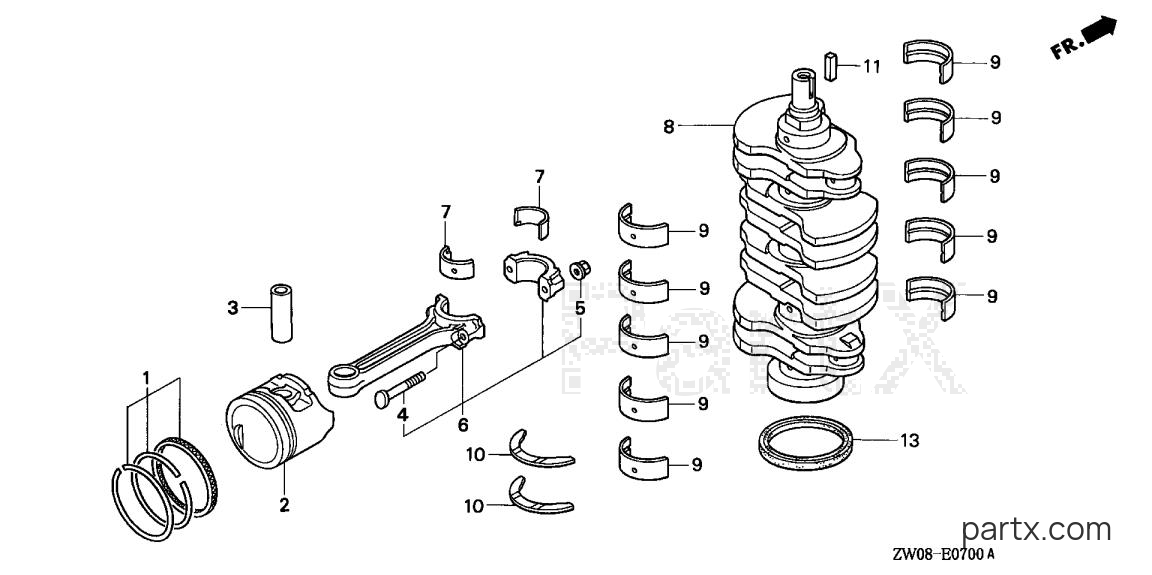 Honda BF90A1 XRTA - CRANKSHAFT - PISTON