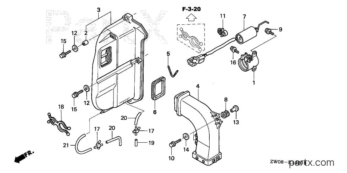 Honda BF90A1 XRTA - MUFFLER COVER