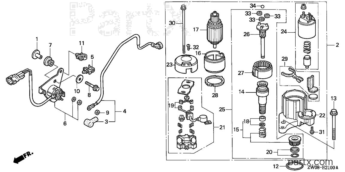Honda BF90A1 LHTA - STARTER MOTOR