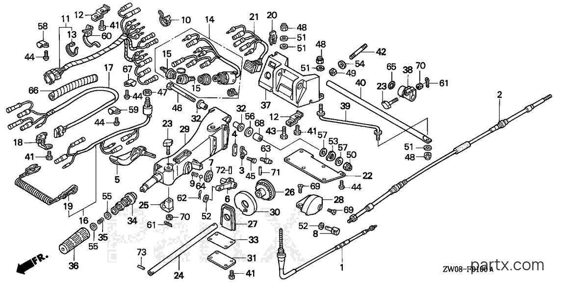 Honda BF90A3 LHTA - HANDLEBAR
