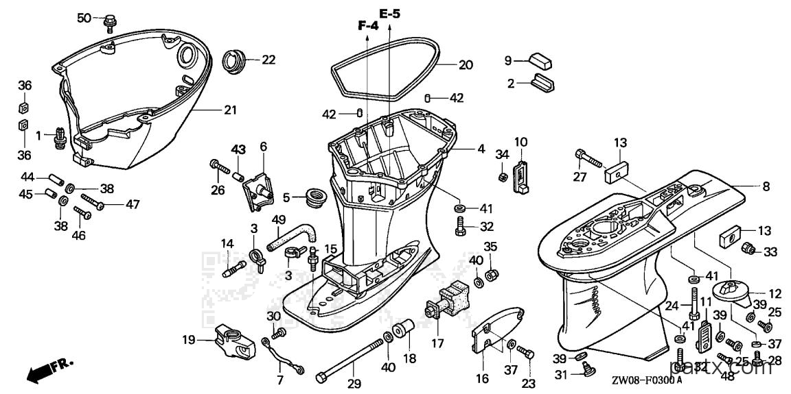 Honda BF90A1 XRTA - GEAR CASE - EXTENSION CASE