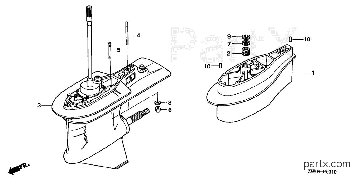 Honda BF75A4 LRTA - GEAR CASE ASSY.