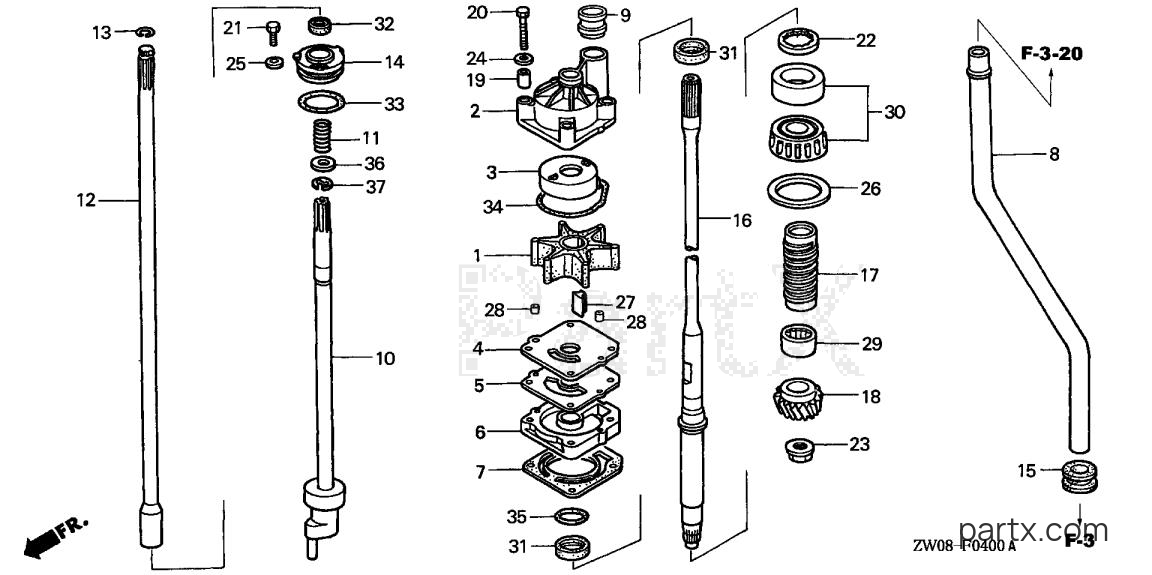 Honda BF75A1 LRTA - WATER PUMP - VERTICAL SHAFT