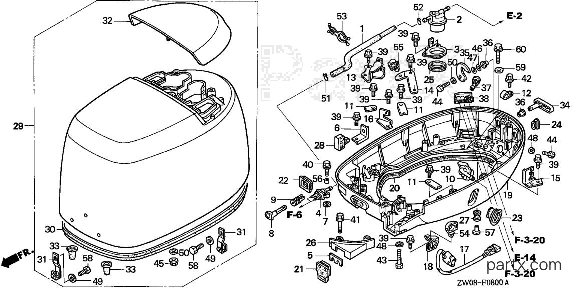 Honda BF90A4 LRTA - ENGINE COVER - LOWER CASE