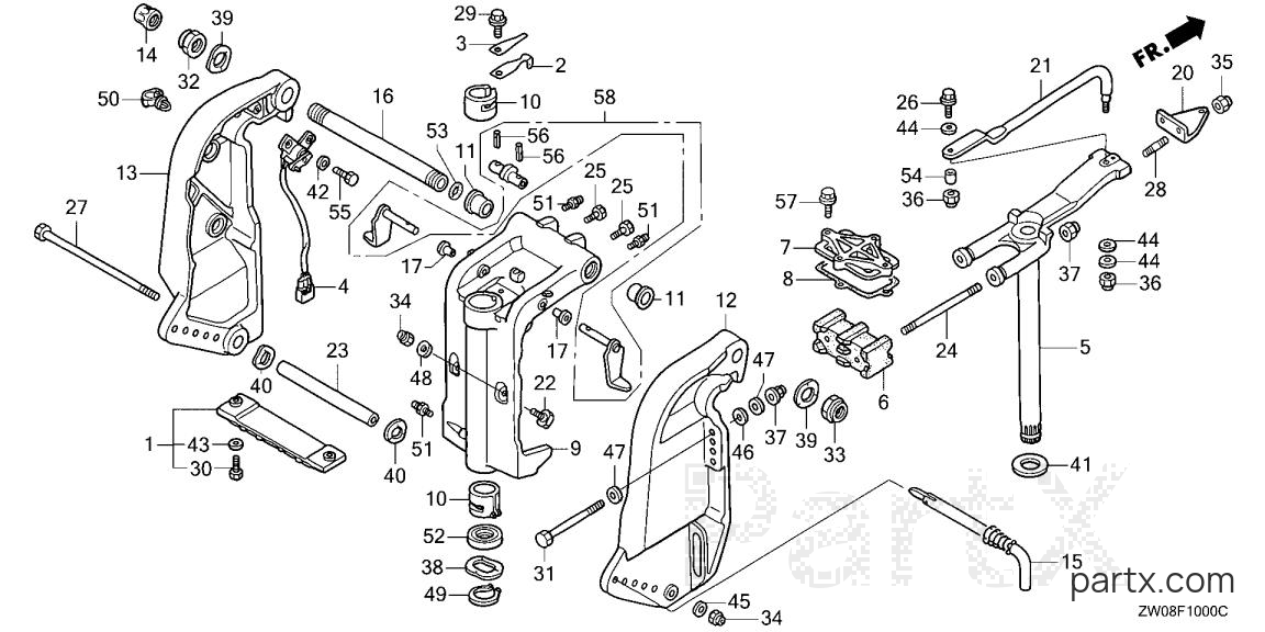 Honda BF90A2 JHTA - STERN BRACKET - SWIVEL CASE