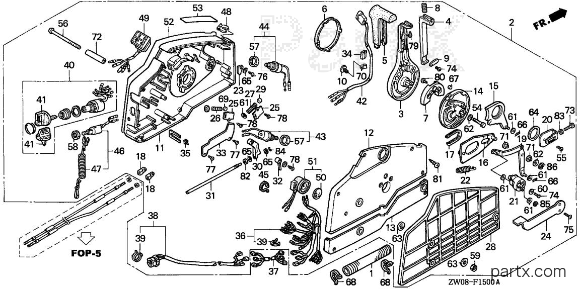 Honda BF75A1 LRTA - REMOTE CONTROL (SIDE MOUNT)