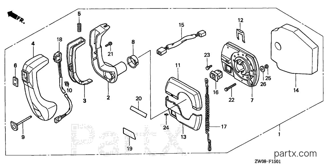 Honda BF75A1 XRTA - REMOTE CONTROL (PANEL MOUNT)
