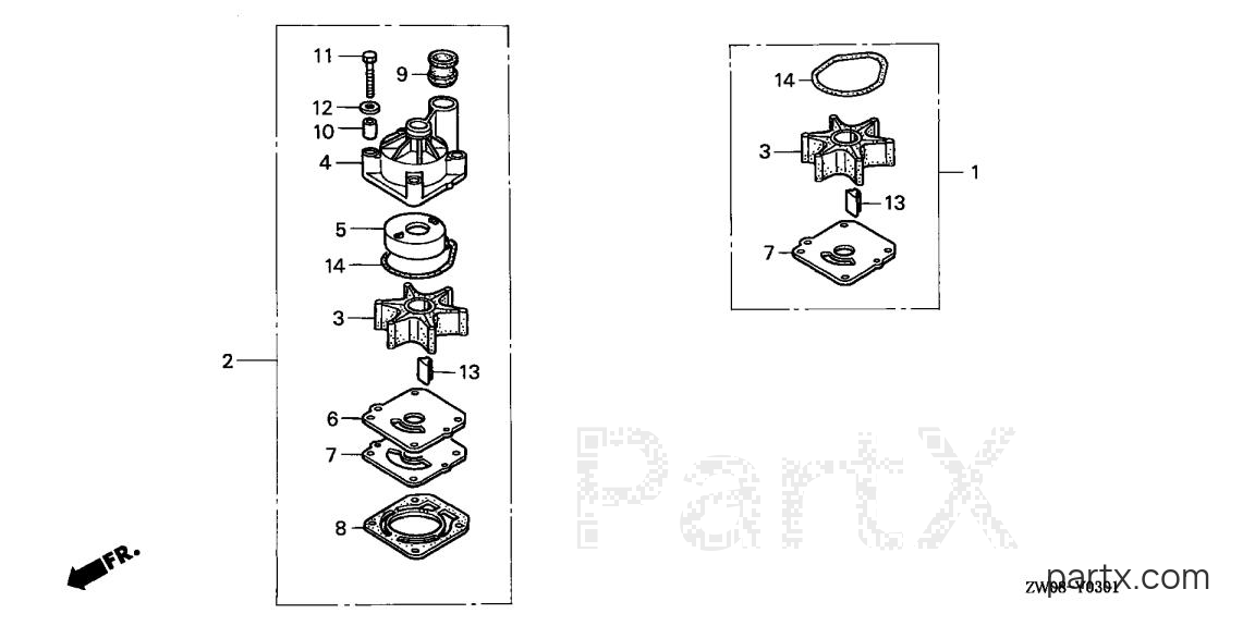 Honda BF90A4 LHTA - IMPELLER PUMP KIT
