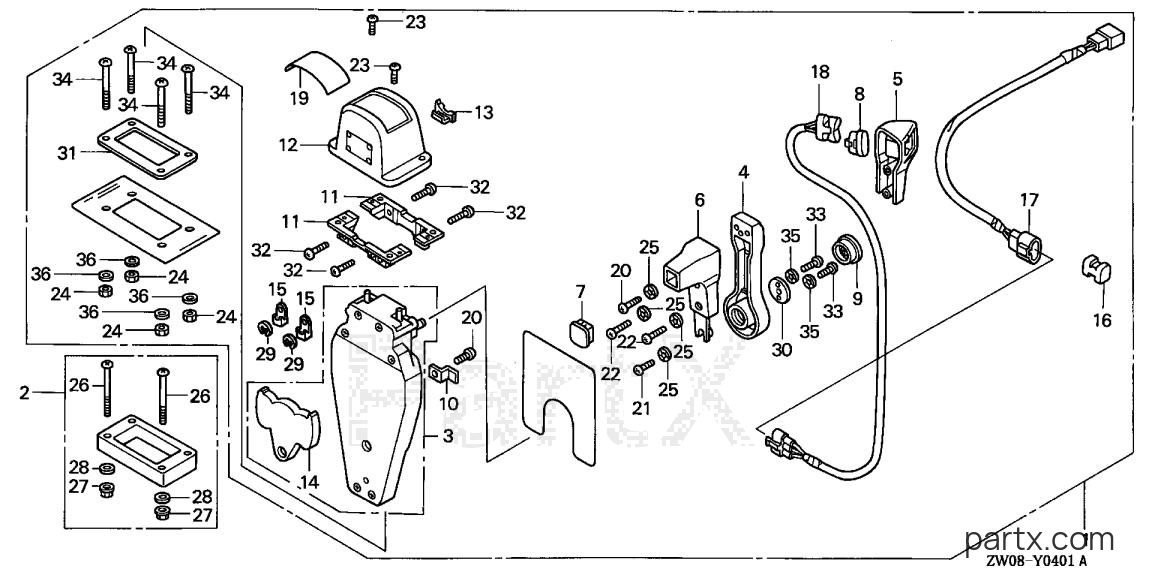 Honda BF90A2 JRTA - REMOTE CONTROL (TOP MOUNT SINGLE TYPE) (L.)