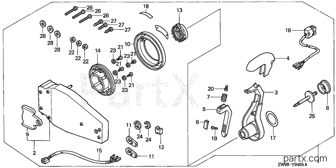 Honda BF90A3 JRTA - REMOTE CONTROL (FLUSH MOUNT TYPE) (L.)