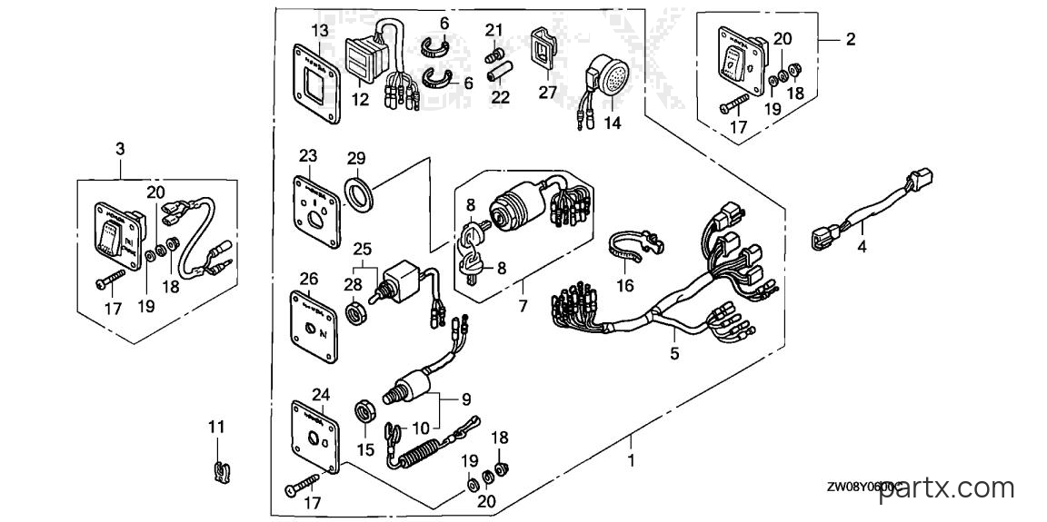 Honda BF75A1 XRTA - CONTROL PANEL - LIGHT SWITCH KIT