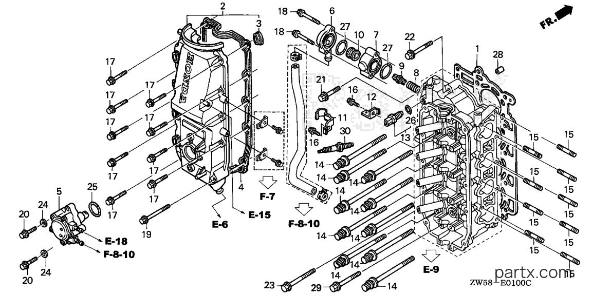 Honda BF130A4 XA - CYLINDER HEAD COVER