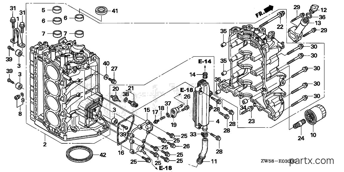 Honda BF115A5 XCA - CYLINDER BLOCK