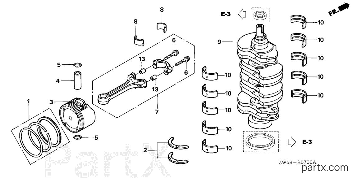 Honda BF115A5 XCA - CRANKSHAFT - PISTON
