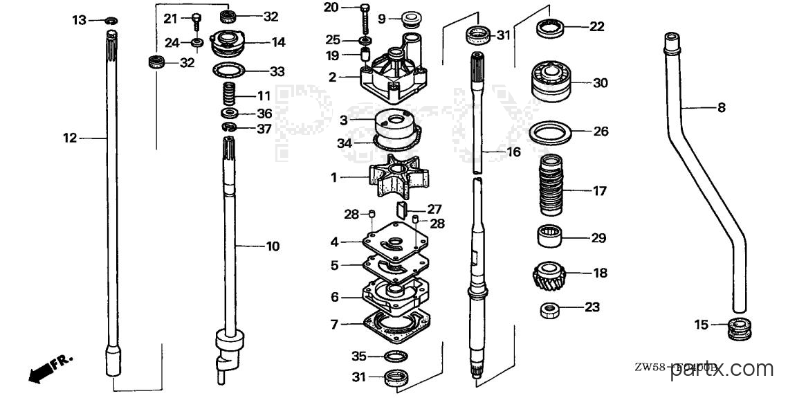 Honda BF130A3 XCA - WATER PUMP - VERTICAL SHAFT