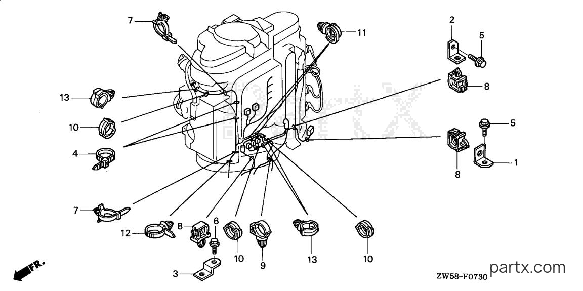 Honda BF130A4 LCA - CLAMP (FUSE SIDE)