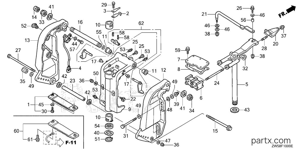 Honda BF115A4 LCA - STERN BRACKET - SWIVEL CASE