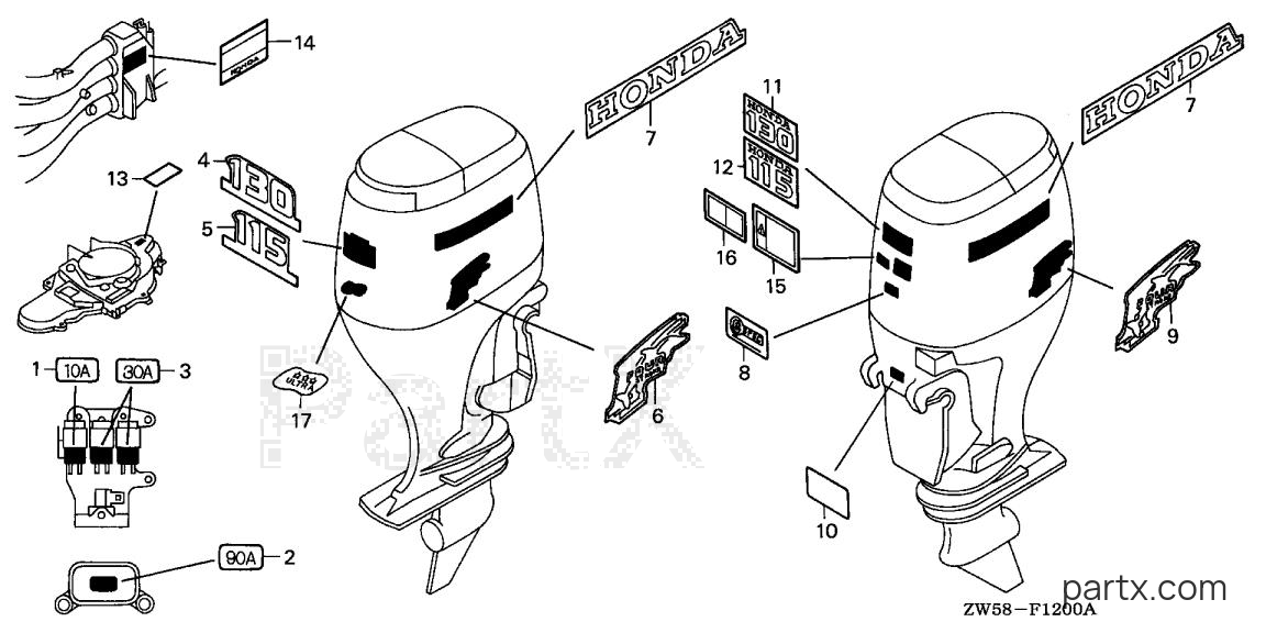 Honda BF115A5 XCA - LABELS