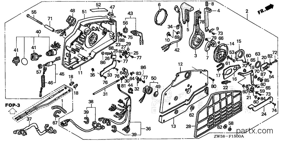 Honda BF115A4 XCA - REMOTE CONTROL (HI-LEX) (HANDLE CAP = GRAY)