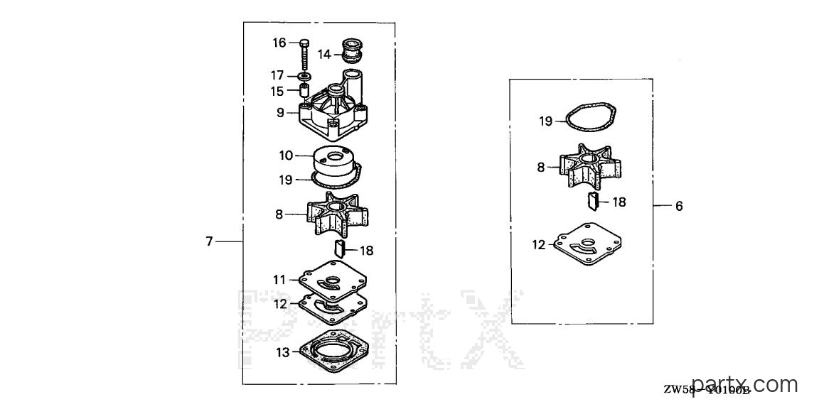 Honda BF130A3 XCA - WATER PUMP IMPELLER KIT