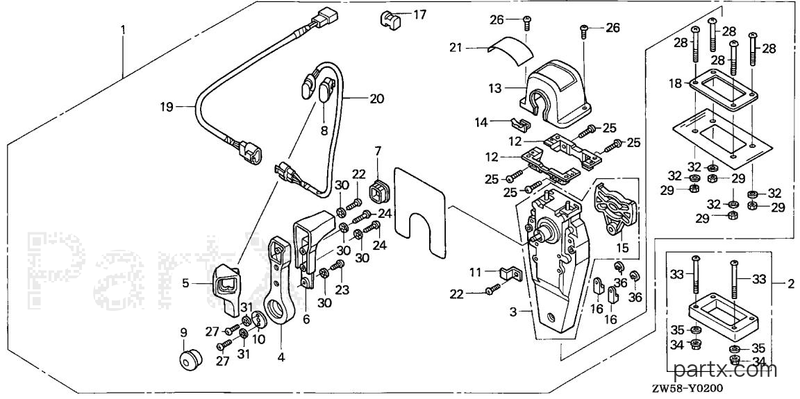 Honda BF115A3 XA - REMOTE CONTROL (TOP MOUNT SINGLE TYPE) (R.)