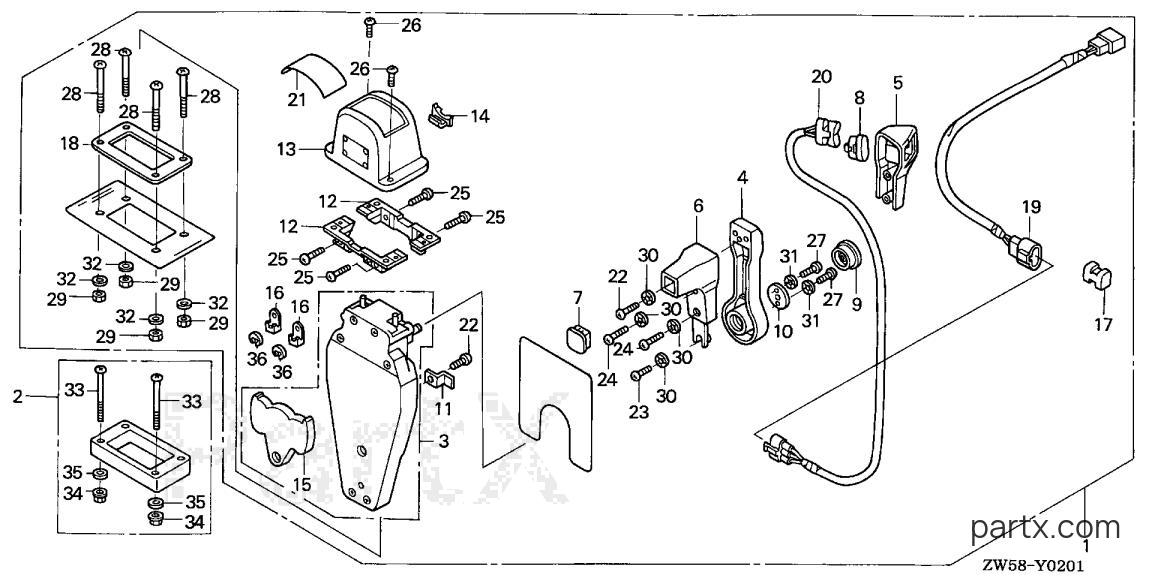 Honda BF115A6 XA - REMOTE CONTROL (TOP MOUNT SINGLE TYPE) (L.)