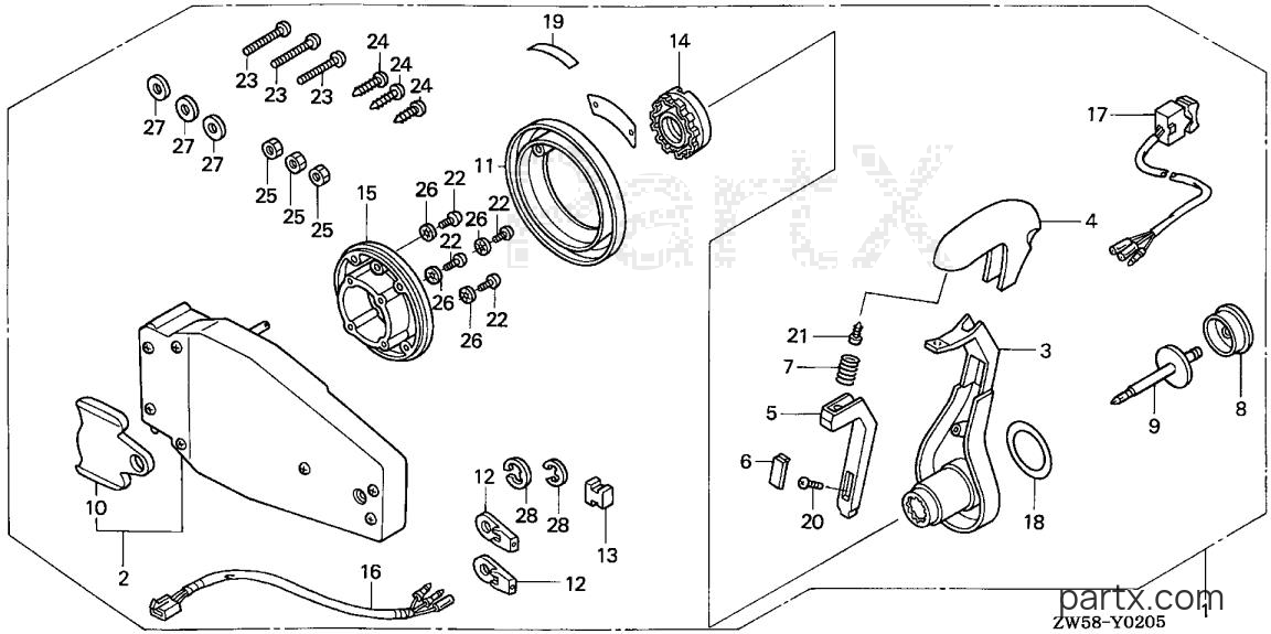 Honda BF115A5 LA - REMOTE CONTROL (FLUSH MOUNT TYPE) (L.)