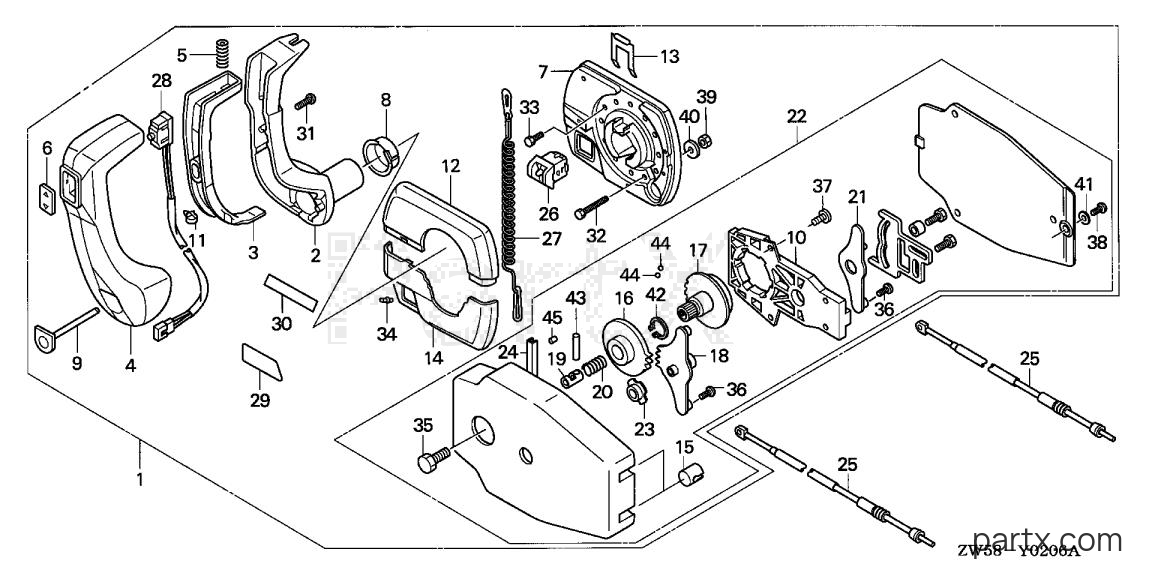Honda BF115A6 XCA - REMOTE CONTROL (PANEL MOUNT)