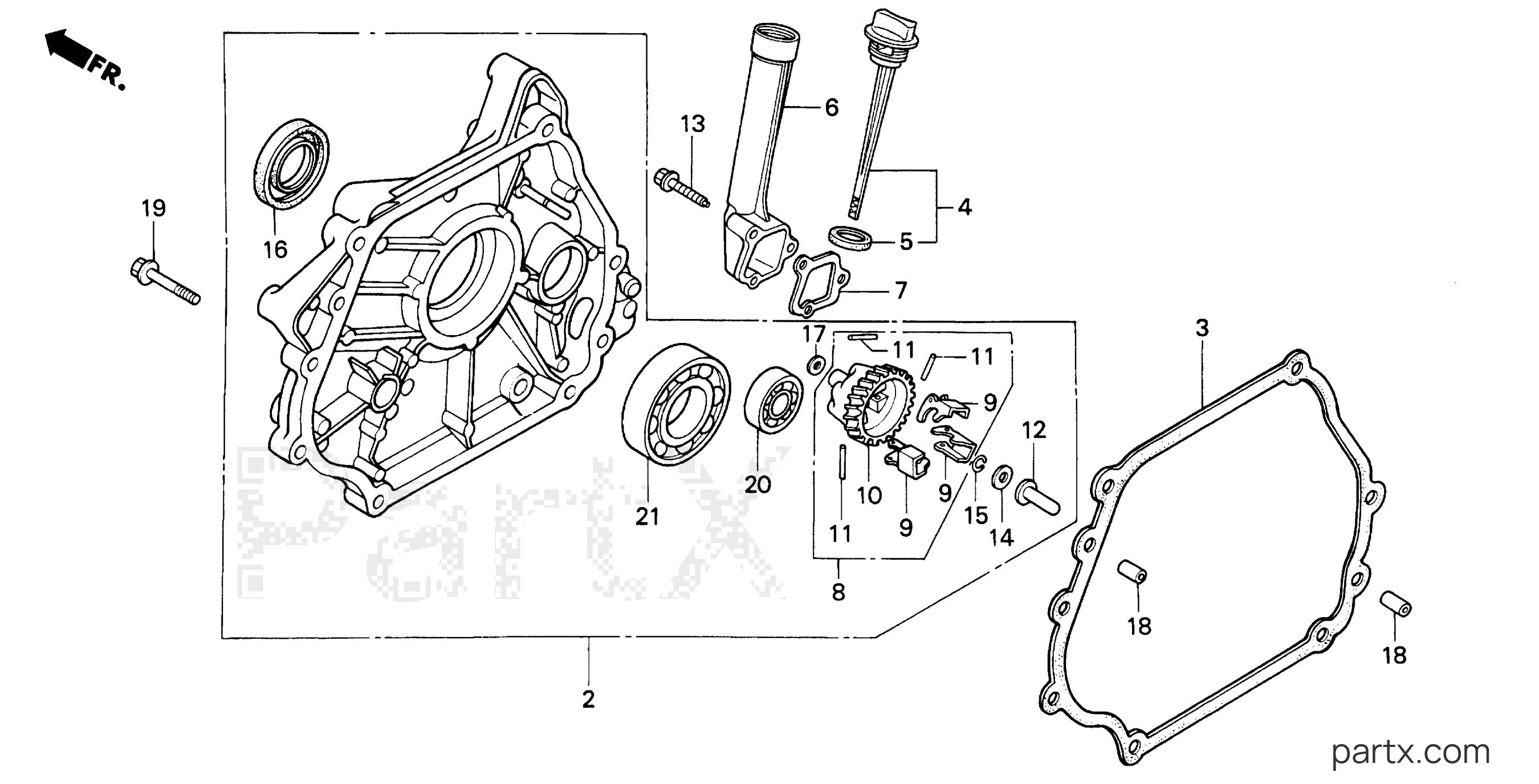 Honda RT5000 A - CRANKCASE COVER